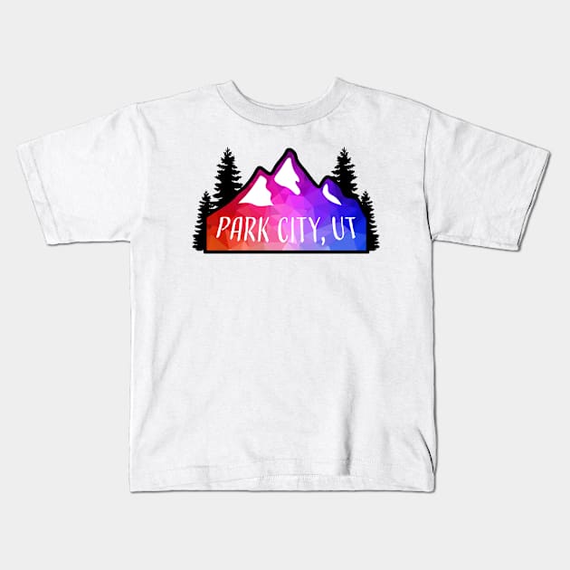 Geometric Colorful Mountain Park City, Utah Kids T-Shirt by KlehmInTime